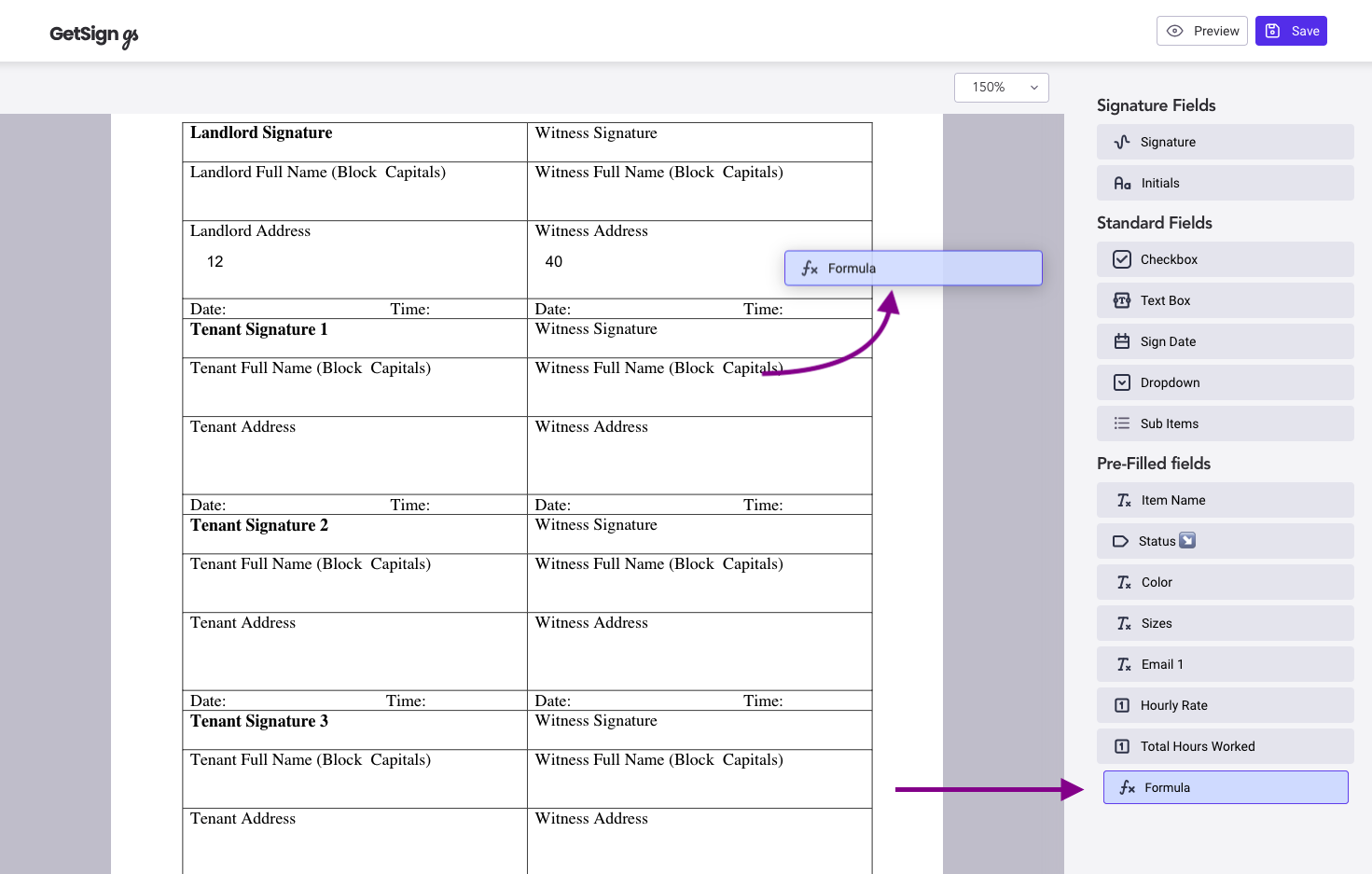 Cast formulas in GetSign