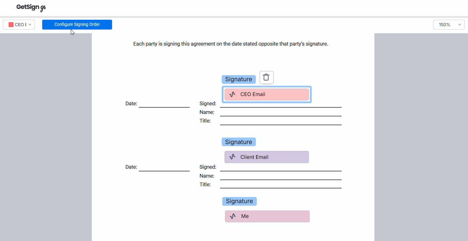 Document signing order - GetSign