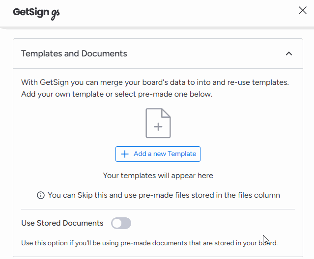 Template Gallery on monday.com using GetSign