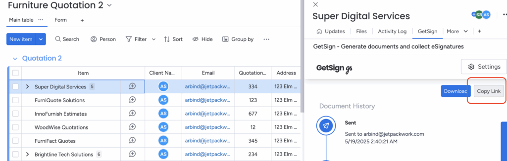 Branded Email invites 1 link