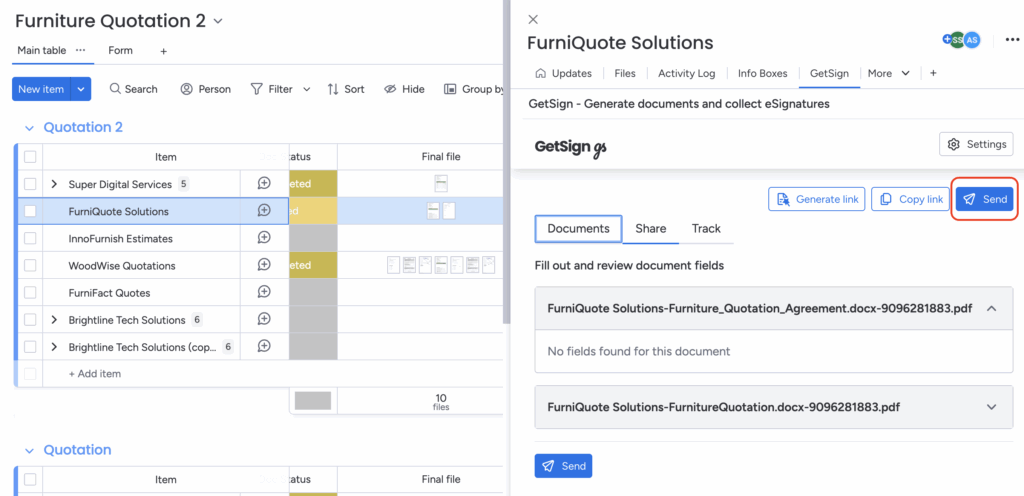 Quotes and Invoices 5 sending document generation