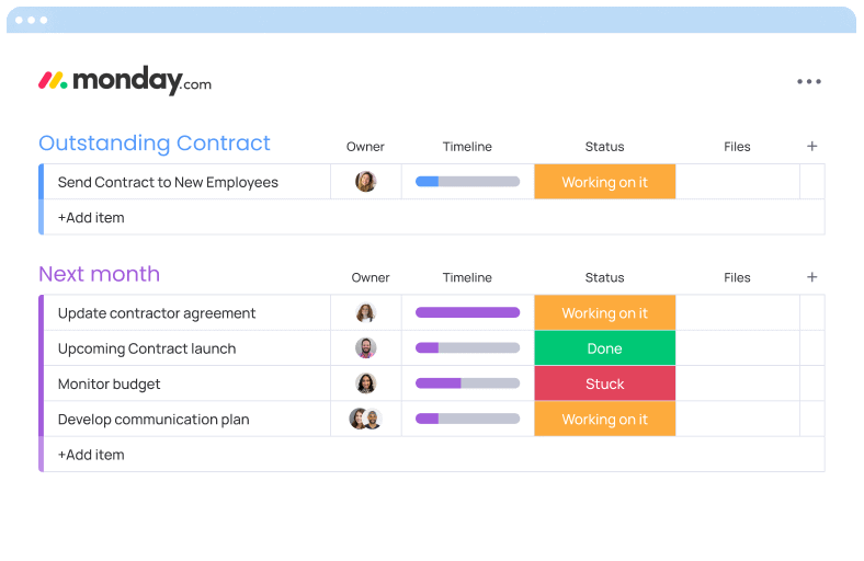 Digital Signature on PDF on monday.com using GetSign
