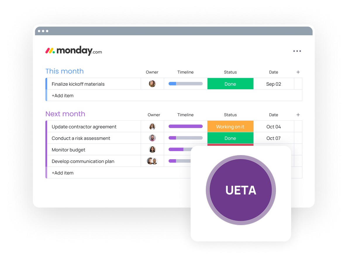 UETA on monday board - Digital signature on GetSign