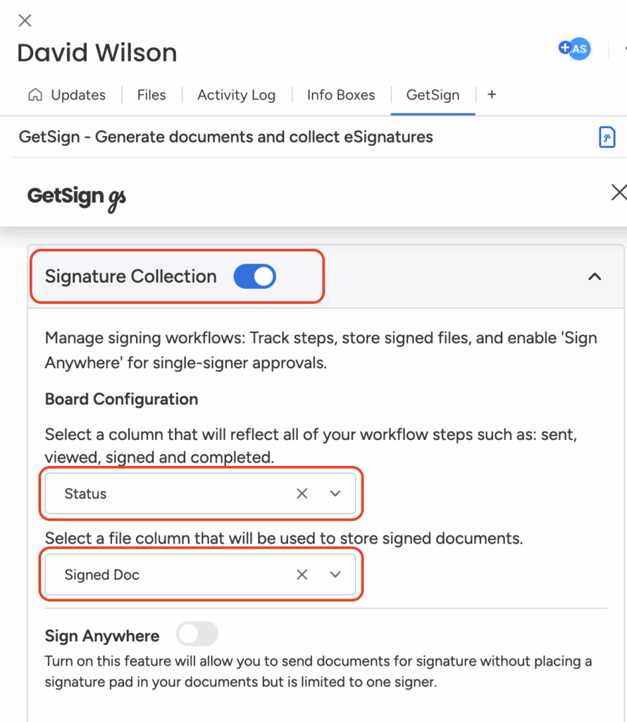 How to send Rental Agreement for signature on monday.com using GetSign 3 GetSign setting on how to send rental agreement for signature on monday.com using GetSign