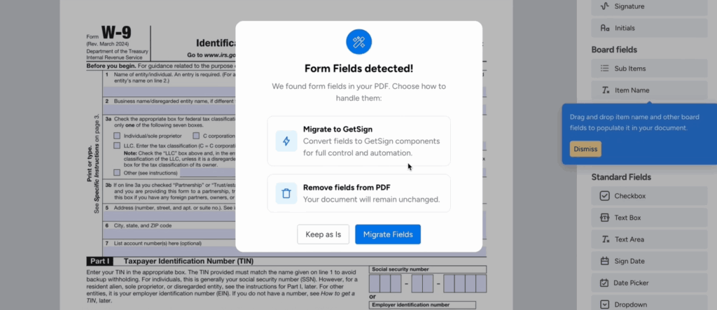 Digitizing printable forms on monday.com with a click using GetSign 3 image 8