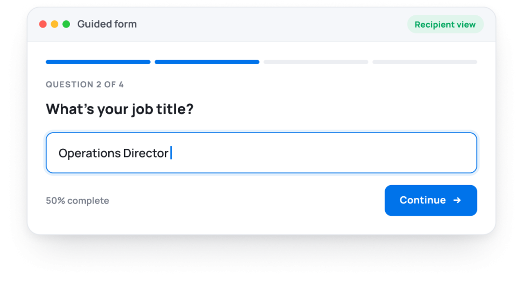 A clean guided interface, not a raw PDF.