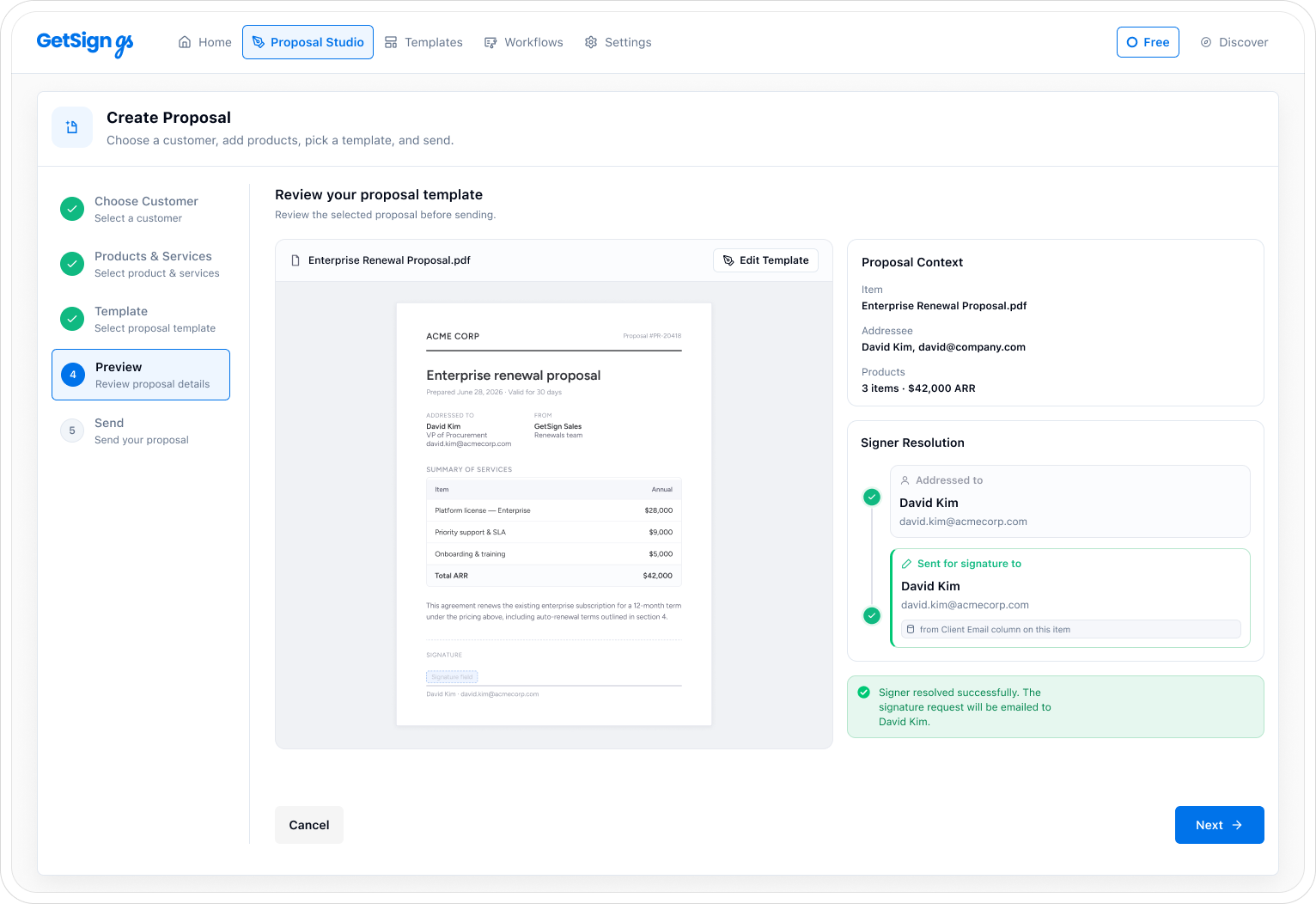 GetSign Proposal Studio