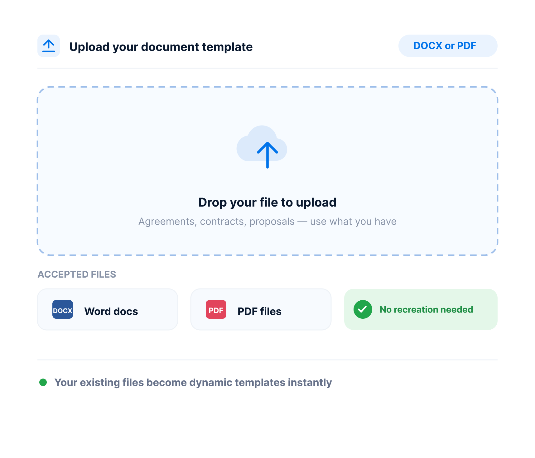 Upload your document template