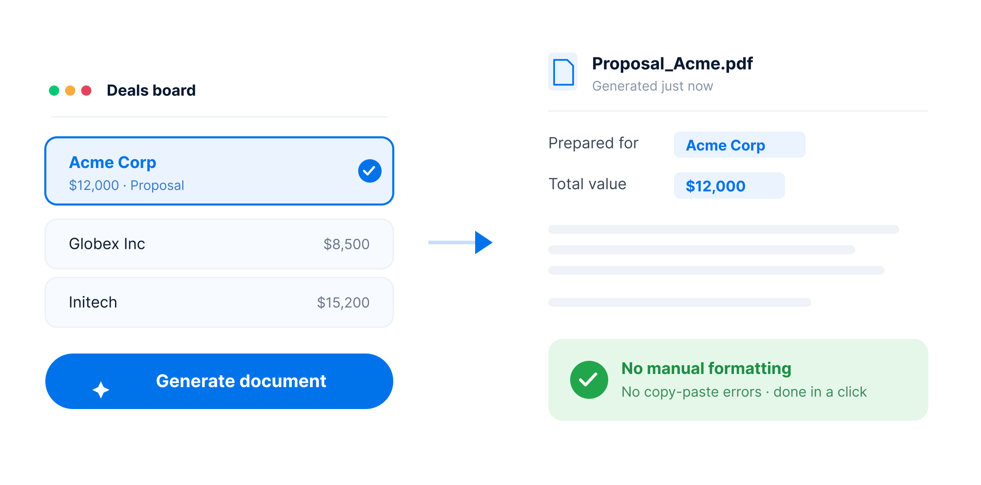 Generate documents instantly right from your boards