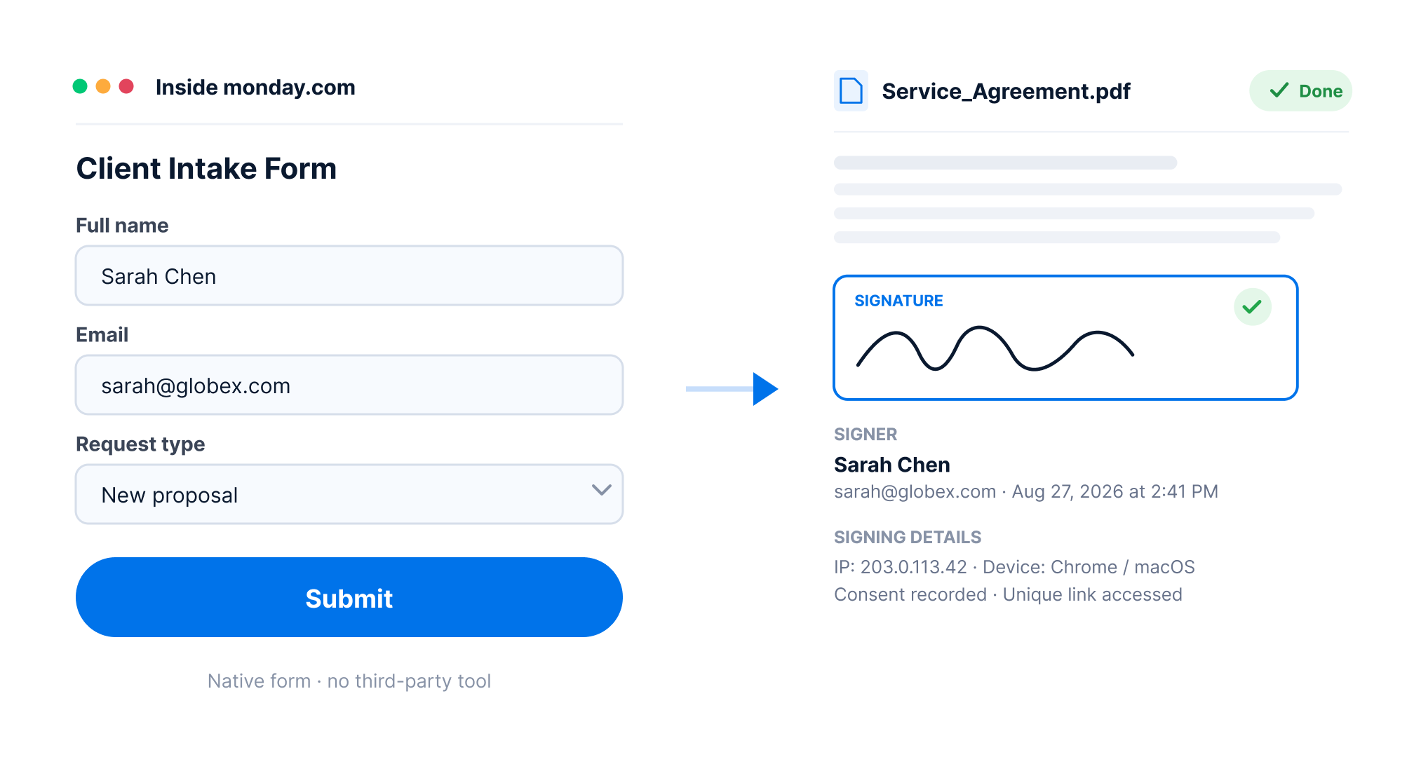 Build native forms inside monday.com