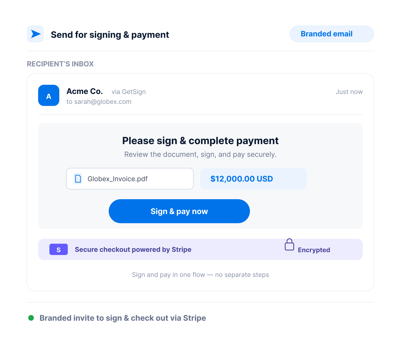 Send doc for signing & payment