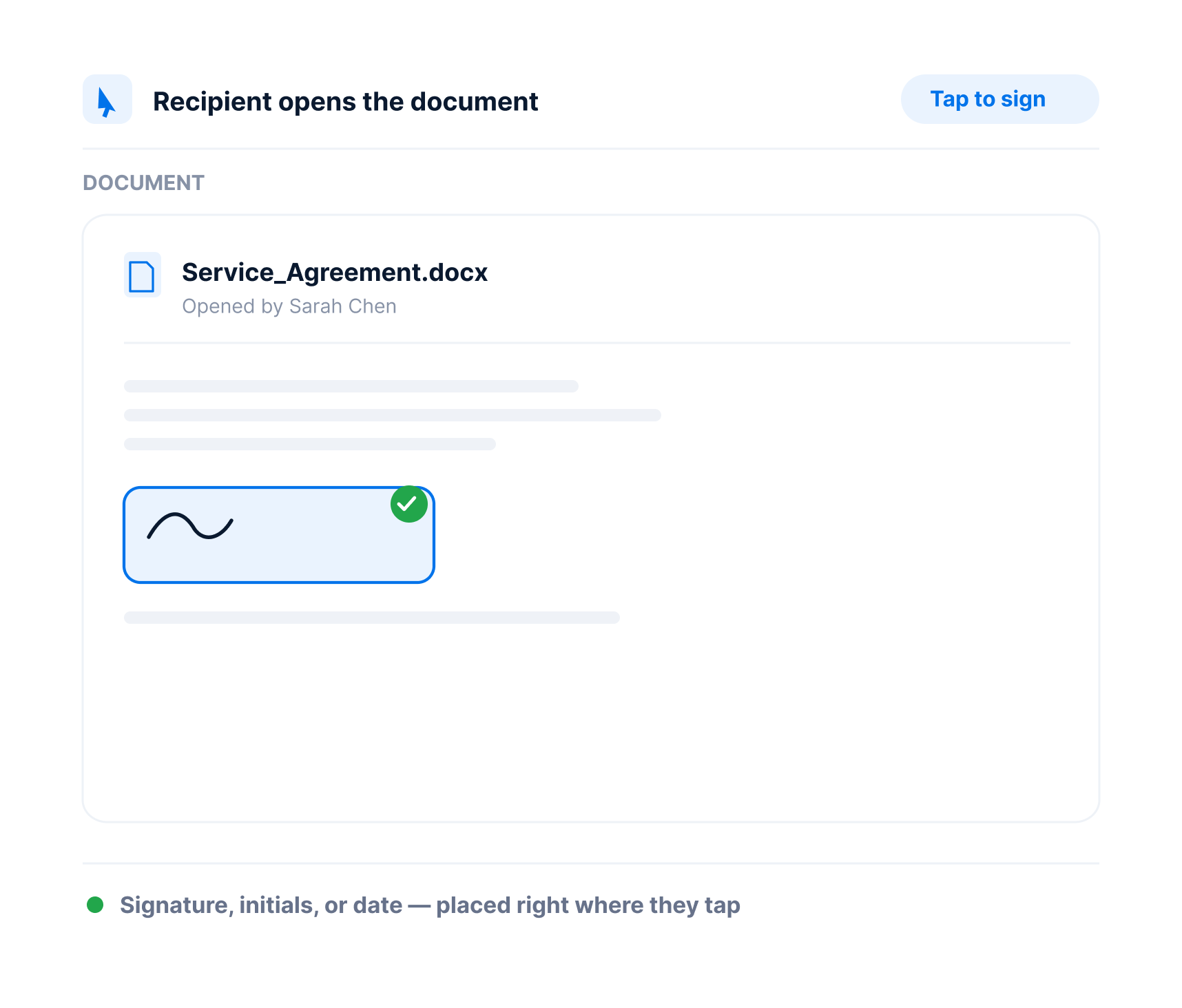 Recipient opens the document